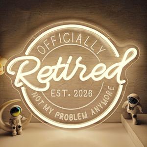 Retired Neon Sign 2026 Officially Retired Led Sign Dimmable Neon Lights Happy Retirement Decorations Funny Retirement Gifts for Men Women Dad Coworkers