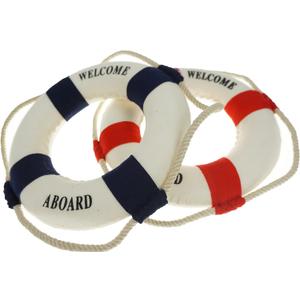 2PCS Welcome Cloth Decorative Life Ring, Buoy Home Wall Nautical Decor, Red&Blue