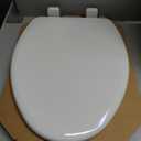 Mayfair Linden Slow Close Toilet Seat, Non Slip Heavy Duty Wood, Easy Install, Elongated, White
