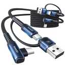 60W USB C Cable, [2-Pack,10FT] Right Angle Type C Fast Charging Cable 2 in 1 Multi USB A/C to USB-C Cable for iPhone 17 16 15 Pro Plus Pro Max Air/MacBook Air/Samsung S25 Ultra/S24/ Note 20