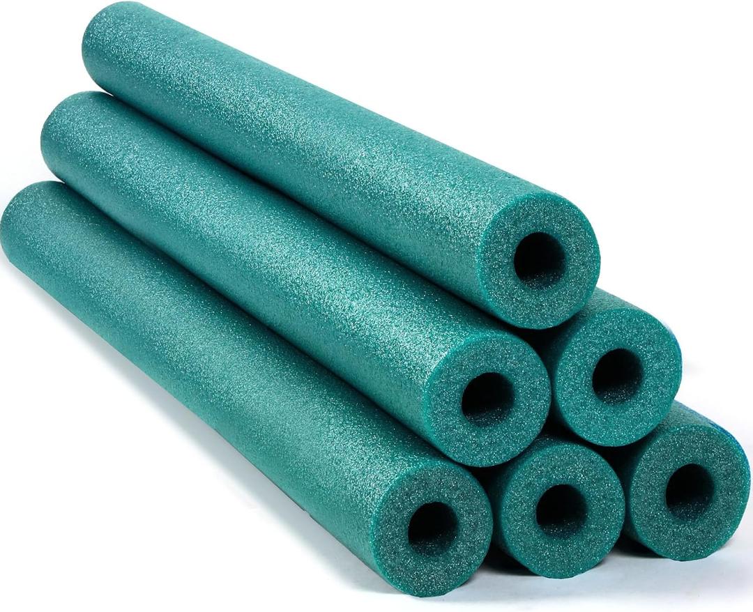 Hanaive 6 Pack Pool Foam Noodles Swim Hollow Bright Pool Noodles Bulk Floats Heavy Duty for Swimming Decoration Craft Projects (Green)