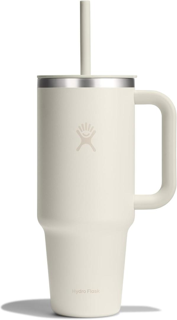 Hydro Flask 40 Oz Travel Tumbler with Handle, Lid and Straw - Insulated Stainless Steel in 40 Oz Ivory