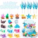 Knana 23Pcs Axolotl Birthday Decorations Axolotl Cake Topper Axolotl themed Happy Birthday Cake Decorations for Ocean Party