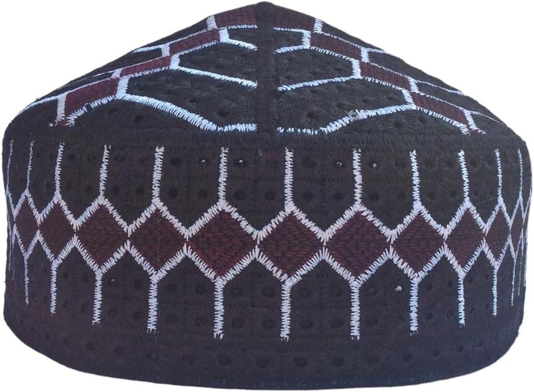 Unisex Kufi Muslim Men Prayer Cap Ramadaan Caps Eid Handmade Namaz Hat Beanie (Large, Black)