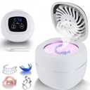 2025 Upgraded Ultrasonic Retainer Cleaner with Dryer Fan, 45kHz UV Ultrasonic Dental Cleaning Pod, Retainer Cleaner Machine for Dentures, Aligners, Mouth, Night Guards & Jewelry (White)