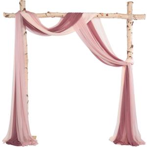 Ling's Moment Wedding Arch Draping Fabric 3 Panels 20Ft Chiffon Fabric,Sheer Draping Fabic for Wedding Arrangement Ceremony Reception Backdrop Party Swag Home Decor (Dusty Rose & Mauve & Blush)