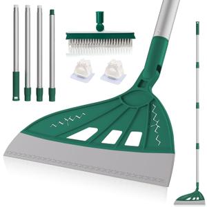 Magic Air Broom, Squeegee Broom for Floor Cleaning, Multifunctional Floor Squeegee with Aluminum Adjustable Handle, 60 Magic Silicone Broom for Glass, Fine Dust, Pet Hair, Liquids (Green)