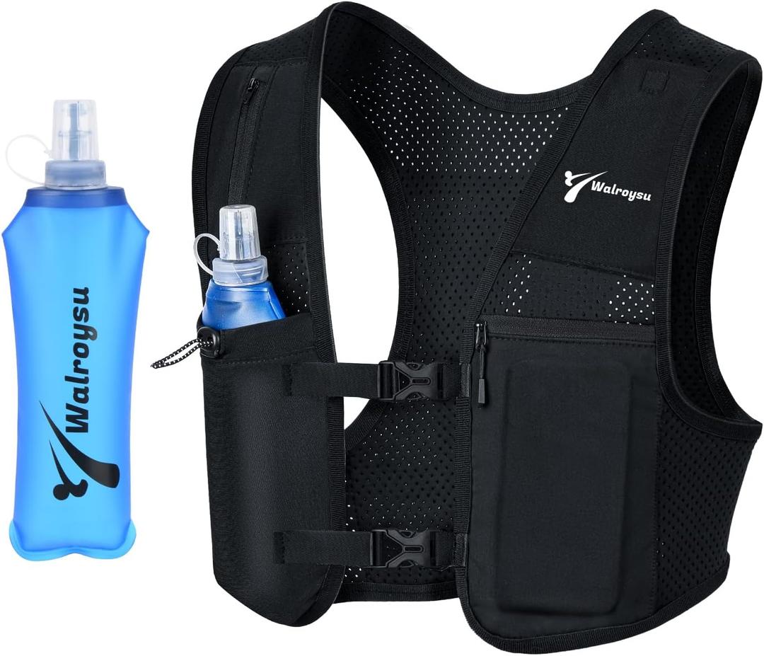 Running Vest for Women & Men, Adjustable Elasticated Sternum Straps Vest with 500ml Soft Flask, Fast and Free Reflective Running Vest, Designed for Running Marathon Trail Race Jogging Cycling (Medium)