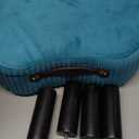 Small Footstool with Handle, Velvet Ottoman Foot Rest with Padded Seat, Curved Foot Stool with Wooden Legs, Portable Foot Rest for Living Room, Bedroom, Entryway, Peacock Blue