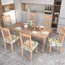 Stretch Dining Chair Seat Covers Set of 4,Dining Chair Slipcovers, Floral Printed Chair Covers,Soft Fabric Washable Upholstered Chair Seat Protector, No Rear Covers for Home Kitchen Dining Room (Yellow Flower Bud Patterns)