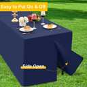 Smiry 2 Packs Fitted Navy Blue Tablecloths, 6 Foot Rectangle Polyester Fabric Table Cloths, Washable Table Cover for Trade Show, Craft Show, Parties, Birthday, Wedding, 72 x 30 Inch