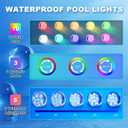 Pool Lights with Remote, 10 Color Changing Pool Lights for Above Ground Pools, Battery Operated Submersible LED Lights for Pond, Bathtub, Hot Tub, Party, 4 Pack