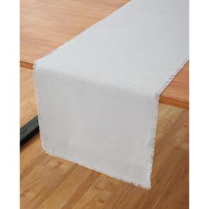 Solino Home Linen Light Grey Table Runner 90 Inches Long - Fringe, 100% Pure Linen 14 x 90 Inch Table Runner for Fall, Autumn, Thanksgiving, Christmas, Holiday - Handcrafted and Machine Washable