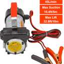 BLACKHORSE-RACING 12V DC Portable Electric Fuel Transfer Extractor Pump Diesel Kerosene Oil Commercial Motor Auto