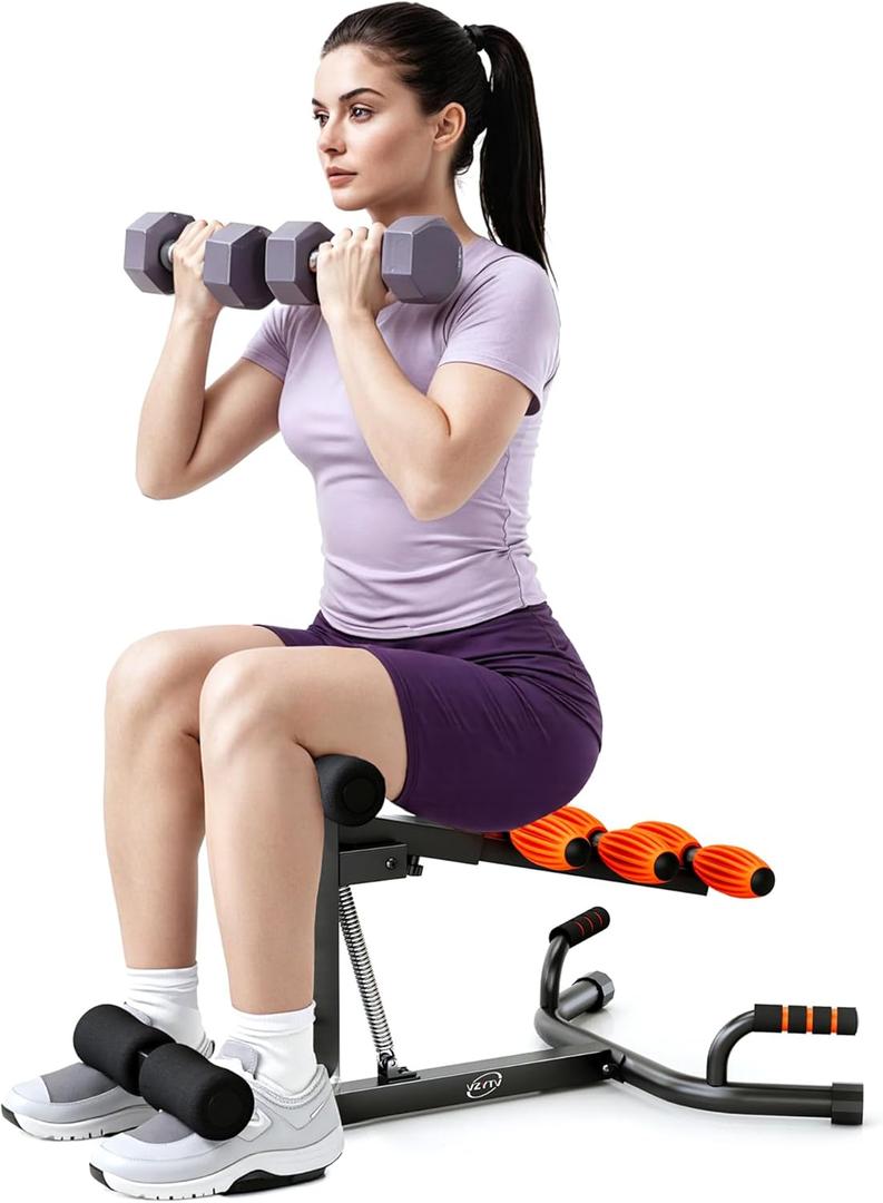 Deep Squat Machine, Adjustable Glutes Trainer Machine, Core & Abs for Low Impact Lower Body Workouts, Home Gym Push-Up Exercises, Easy to Assemble, 350Lbs Weight Capacity (Black&Orange)
