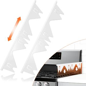 Stove Gap Covers Stainless Steel (2PCS),Stove Gap Filler,Range Trim Kit,Stove Gap Guard for Kitchen Oven Between Stovetop and Counter,Easy Clean Heat Resistant,Adjustable Length 13.8'' to 27.5'',White