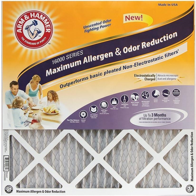 Arm & Hammer Max Allergen & Odor Reduction 14x30x1 Air and Furnace Filter, MERV 11, 4-Pack