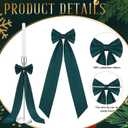 12 Pcs Green Christmas Candlestick Bows Decor 13 Inch Large Coquette Decorations Bows for Table Self Adhesive Candle Holder Gift Wrapping Wedding Bridal Shower Bachelorette Party Centerpieces