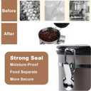 Coffee Canister Airtight Storage Container Stainless Steel Coffee Jar with Scoop,Date Tracker CO2 Release Valve for Dry Food Beans Ground Tea Flour Cereal and Sugar (1.8L Grey-Brown With Spoon(2pcs))