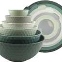 COOK WITH COLOR Mixing Bowls with Lids - 12 Piece Plastic Nesting Bowls Set includes 6 Prep Bowls and 6 Lids, Non Slip Bottom and Embossed Design - Microwave Safe (Sage)