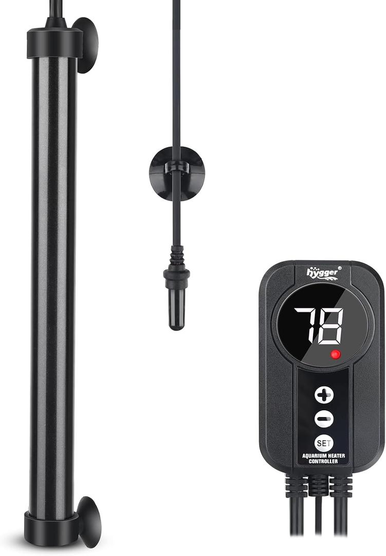 hygger Marine Aquarium Heater 200W,Titanium Heater with Digital LED Controller & Temperature Probe,Submersible Fish Tank Heater with Temperature Calibration,for Saltwater Freshwater Tank 30-40Gallon