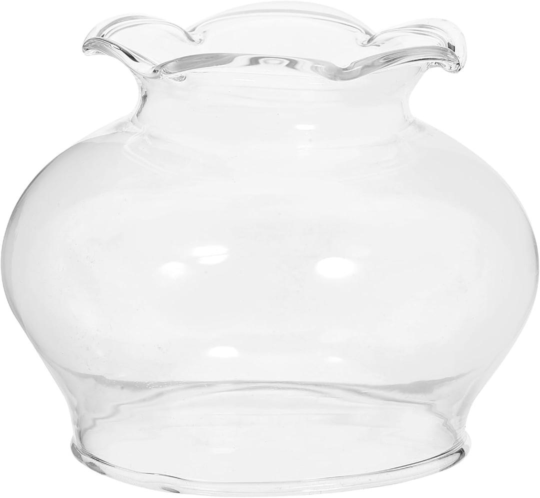 VOSAREA Chamber Oil Lamp Glass Victorian Hurricane Chimney Lamp Globe Replacement Clear Glass Crimped Top Chimney for Oil and Kerosene Style Lamps 5CM (6.50X6.50X5.50CM)