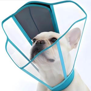 Adjustable Deep Dog Cone Collar for Dogs to Stop Licking, Soft Transparet E Collar for Medium Dogs After Surgery, Comfort Wound Recovery Cone with Padding, Foldable & Easy-Clean Pet Cone(Blue-Green,M)