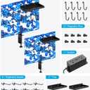 CCCEI Desk Organizer and Storage with Charging Station, Navy Blue Clamp on Table Pegboard, Gaming Standing Office Supplies Shelf Accessorie, Metal Peg Board Privacy Panels, Gifts for Men, 6FT.