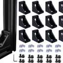 12 Sets 2020 Aluminum Extrusion Black Connectors,12pcs 2020 Series Corner Brackets,with 24pcs Sliding T Nuts and Screws, for Aluminum Extrusion Profile Slot 6mm