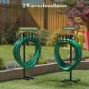 Winpull Garden Hose Holder Detachable Heavy Duty Metal Water Hose Hanger, Freestanding Hose Storage Stand Rack for Outside (Black)