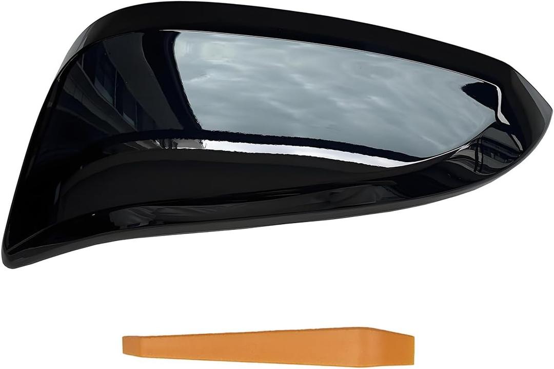 Left Driver Side Mirror Cover Cap Glossy Black, Compatible with Toyota RAV4 2013-2018 XLE/SE/LTD, RAV4 HV 2016, 4RUNNER 2013-2023 (Only for Models Without Side Camera)