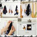 Peryiter 6 Pcs Halloween Kitchen Hand Towel Boo Black Cat Ghost Bath Towels 14 x 21 Inch Spooky Pumpkin Bat Decoration Dish Towels for Halloween Bathroom Holiday Kitchen Decor