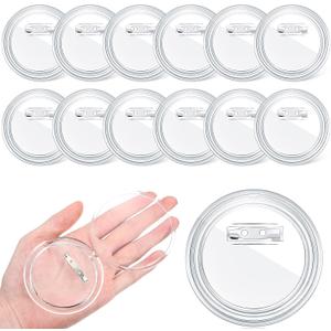 Yilloog 12 Pcs 3 Inch Clear Button Pins for Crafts DIY Photo Acrylic Blank Pins Bulk for Picture Make Your Own Buttons Badge Maker DIY Crafts Supplies