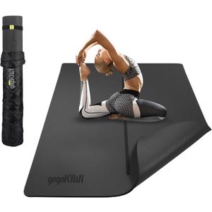 Large Yoga Mat (6'x4')  1/4" & 1/2" Thick Exercise Mats for Home Workout, Extra Wide Workout Mats for Home Gym, Yoga, Pilates, Stretching, Floor & More (Just Black)