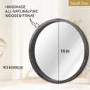 JJUUYOU Circle Wall Mirror 16 Inch Wooden Round Wall Mirror for Bathroom Vanity Gray Circular Mirror Washroom Wall Mounted Wood Frame Make up Mirror for Living Room Bedroom Dorm