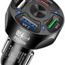 4 Port USB Fast Charging Cigarette Light Car Charger 3 * 2.4 A USB/ 1 PD20W LED Light Compatible with Tablets Cameras iPhone 14 13 12 11 Pro Max X XR XS Samsung Galaxy Series Google Pixel Android/iOS