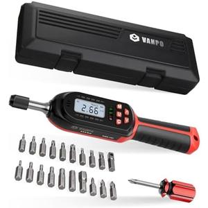 VANPO Digital Torque Screwdriver 2.66-53.1 in-lbs/0.3-6 Nm, Adjustable Screwdriver Torque Wrench Set with Buzzer/LED Indicator Notification for Bike Repairing, Tools, Maintenance and Mounting