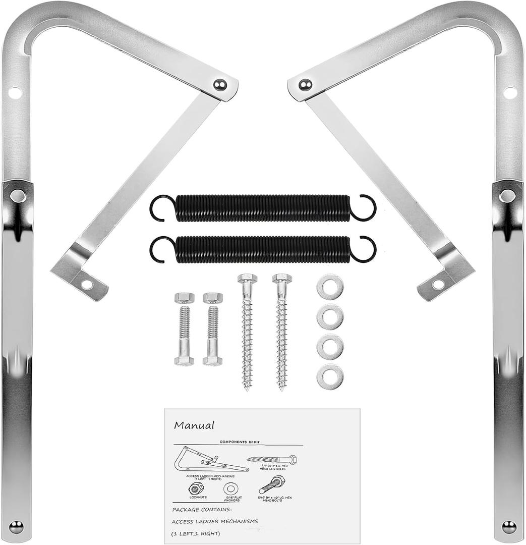 55-1 Attic Ladder Spreader Hinge Arms with Springs,Compatible with Werner (Mk1 Thru Mk3),A2208 A2210 A2508 A2510 W2208 W2210 W2508 W2510, MFG 2006 and Older, Thick Galvanized Material