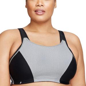 Full Figure Plus Size Custom Control Sports Bra Wirefree #1166 (42G, Black/Grey)