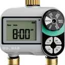 QUOBAS 2 Zone Sprinkler Timer with Brass Inlet & Outlet, Programmable Water Timer for Garden Hose with Rain Delay/Manual Watering/Automatic Irrigation Controller System for Yard, Lawn