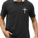 Mens Short Sleeve Cotton T-Shirts Crew Neck Jesus Cross Printed Shirts Faith Christ Shirts (Gray, XL)