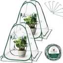 2pcs Quick Set up Mini Greenhouse Portable Small PVC Cover for Garden Flower and Flowerpot Cold Frost Protector Portable Carry Bag with 8 Stakes(PVC(27" L x 27" W x 31" H))