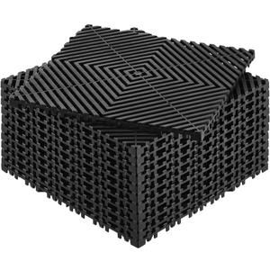 VEVOR Interlocking Drainage Mat, 12 x 12 Modular Interlocking Cushion, 12 Pcs Splicing Drainage Mats, Non-Slip PP Drainage Floor Tile and Shower Mat, for Garage, Garden, Kitchen & Outdoor, Black