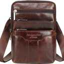 Hebetag Small Leather Sling Shoulder Bag Messenger Pack for Men Women Outdoor Travel Business (#01coffee)