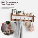 Tatub 29'' Coat Rack Wall Mount with Shelf, Wood Wall Hooks with Storage, Entryway Shelf with 5 Hangers for Bathroom, Living Room, Bedroom, Rustic Brown
