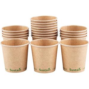 Restaurantware-Sustain 4 Ounce BPI-Certified Hot Cups, 50 Single Wall Coffee Cups - Lids Sold Separately, Leakproof PLA Coating, Compostable Kraft Paper Cups, For Hot Or Cold Drinks