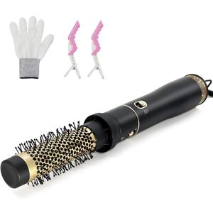 Round Hair Blow Dryer Brush - 1.2 Inch Ceramic Barrel Hair Dryer Brush for Short/Middle Hair, One Step Hair Drying, Volumizing, Straightening and Styling(Yellow-Black, 1.2 Inch)