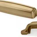 5 Pack 5 inch (128mm) Brushed Satin Brass Cabinet Cup Pulls Brushed Gold Drawer Pulls Kitchen Hardware Cabinet Handles Drawer Handles Knobs Cup Pull.