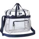 Bagenius Clear Tote Bag Stadium Approved, 12x6x12 Game Day Clear Satchel Bag with Shoulder Strap for Concert Work and Sports (Navy)