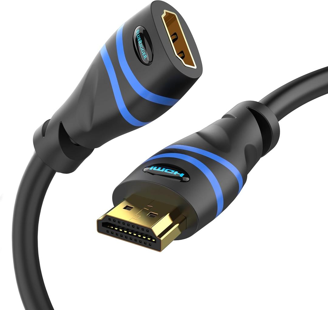 BlueRigger HDMI Extension Cable (20FT, 4K 60Hz HDMI Extender Cord, Male to Female Adapter, High Speed 18Gbps) - Compatible with Xbox, Roku, PS5/PS4, Nintendo Switch,TV Stick,Laptop,Chromecast, Wii U